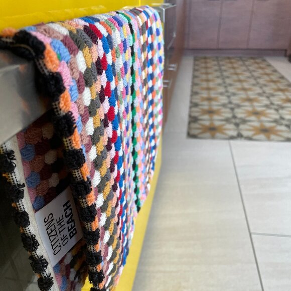 2 Rainbow Pom Pom Turkish Cotton Kitchen Towels - Picture 5 of 9